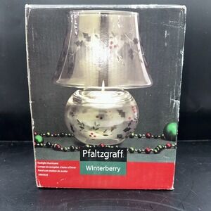 Vintage Pfaltzgraff Winterberry Tealight Hurricane Lamp‎ Christmas Holiday NIB